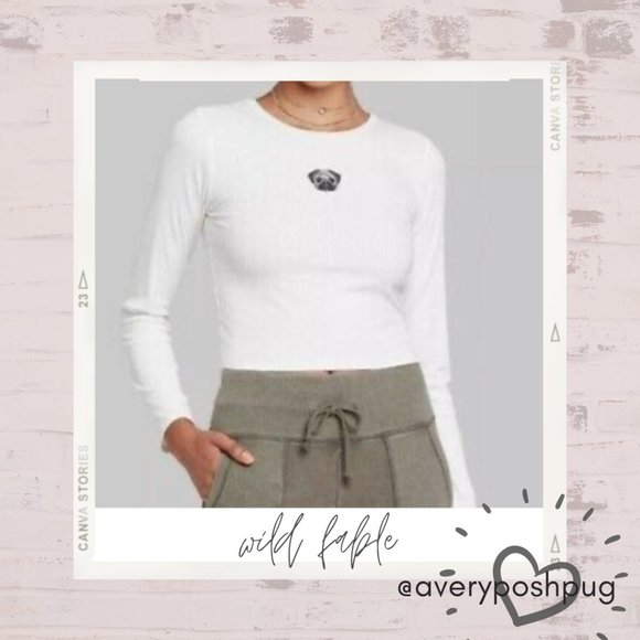 wild fable Tops - Wild Fable Long Sleeve Cream Pug Top, XS